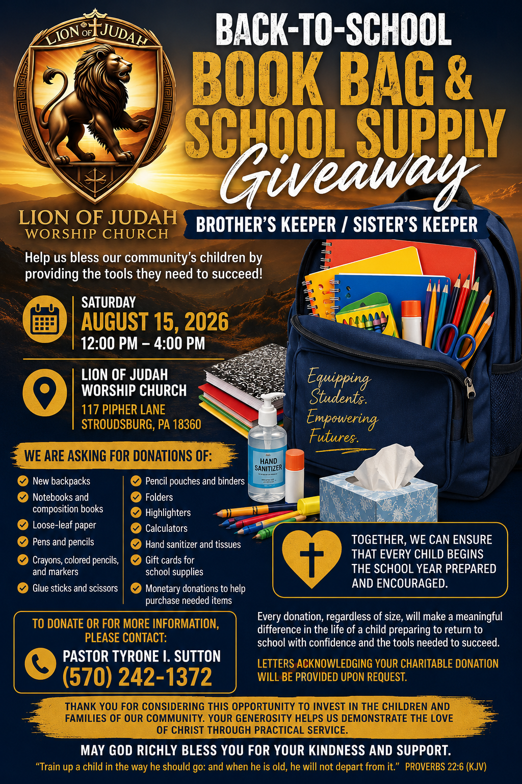 Back to School Backpack Drive Flyer